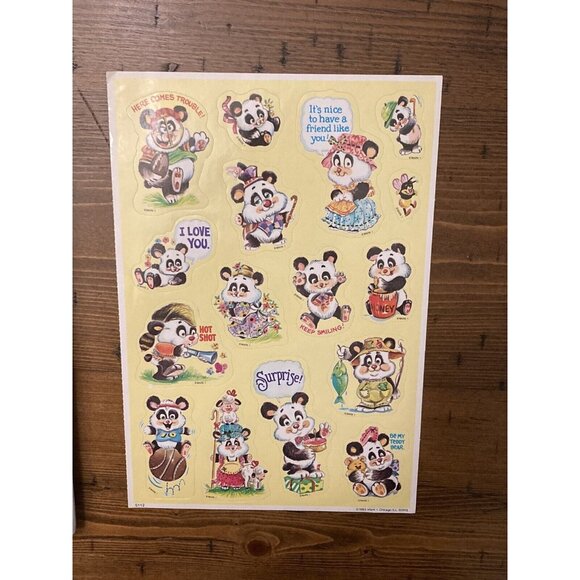 Vintage Mark 1 Panda Bear Sticker Sheet 1983 - Picture 1 of 6